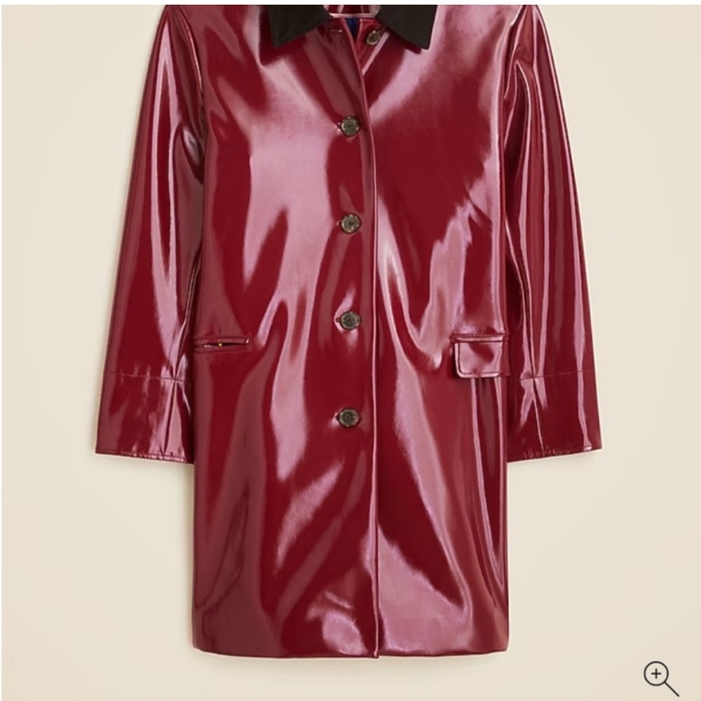 J. Crew Glossy Burgundy Trench Coat